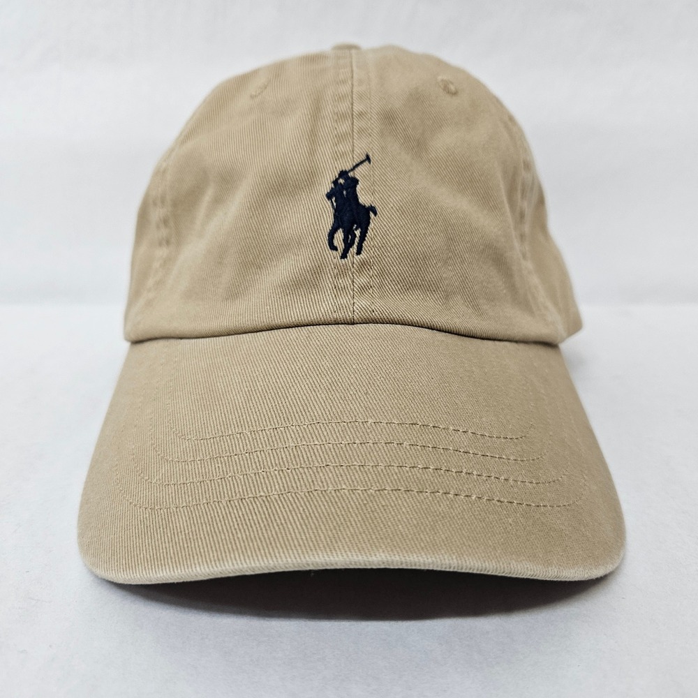 Polo Ralph Lauren Khaki Cotton Chino Baseball Cap Navy Pony Logo 710548524013